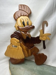 Pato Donald con bastón de madera colgante de pared decoración de pared raro Disney - Imagen 1 de 10