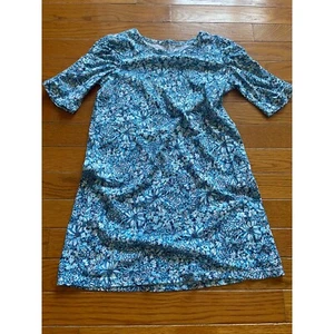 Lilly Pulitzer Shirt Dress Girls M 6-7 Blue AOP Floral Mini Belden Boho Casual - Picture 1 of 7