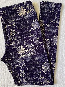 LuLaRoe Leggings TC marineblau cremefarben Lotus botanischer Fan Blumen Vintage blumen - Bild 1 von 4