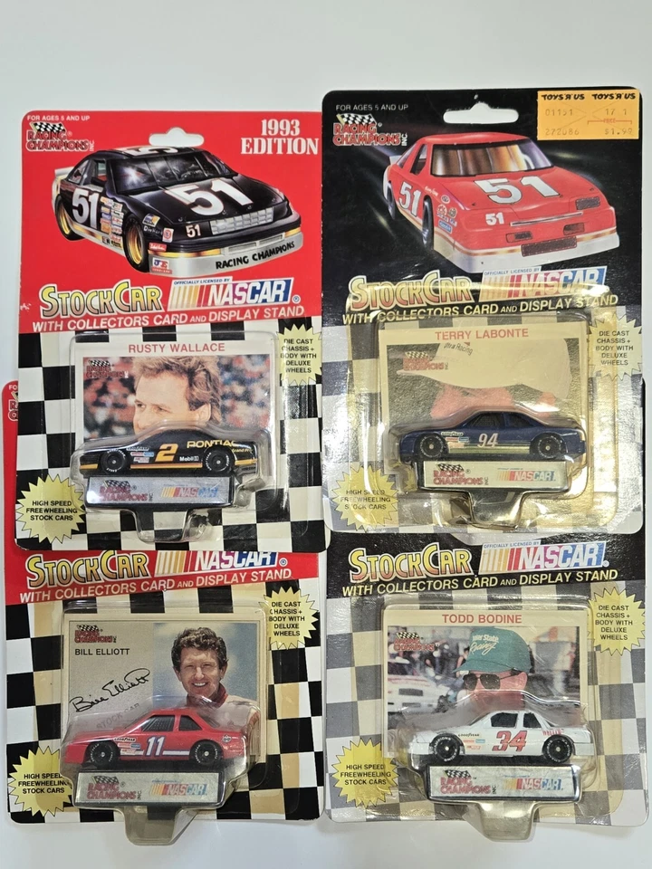 Racing Champions de la década de 1990 4- NASCAR Stock Car Diecast Rusty Wallace en tarjetas Foto 1 de 2