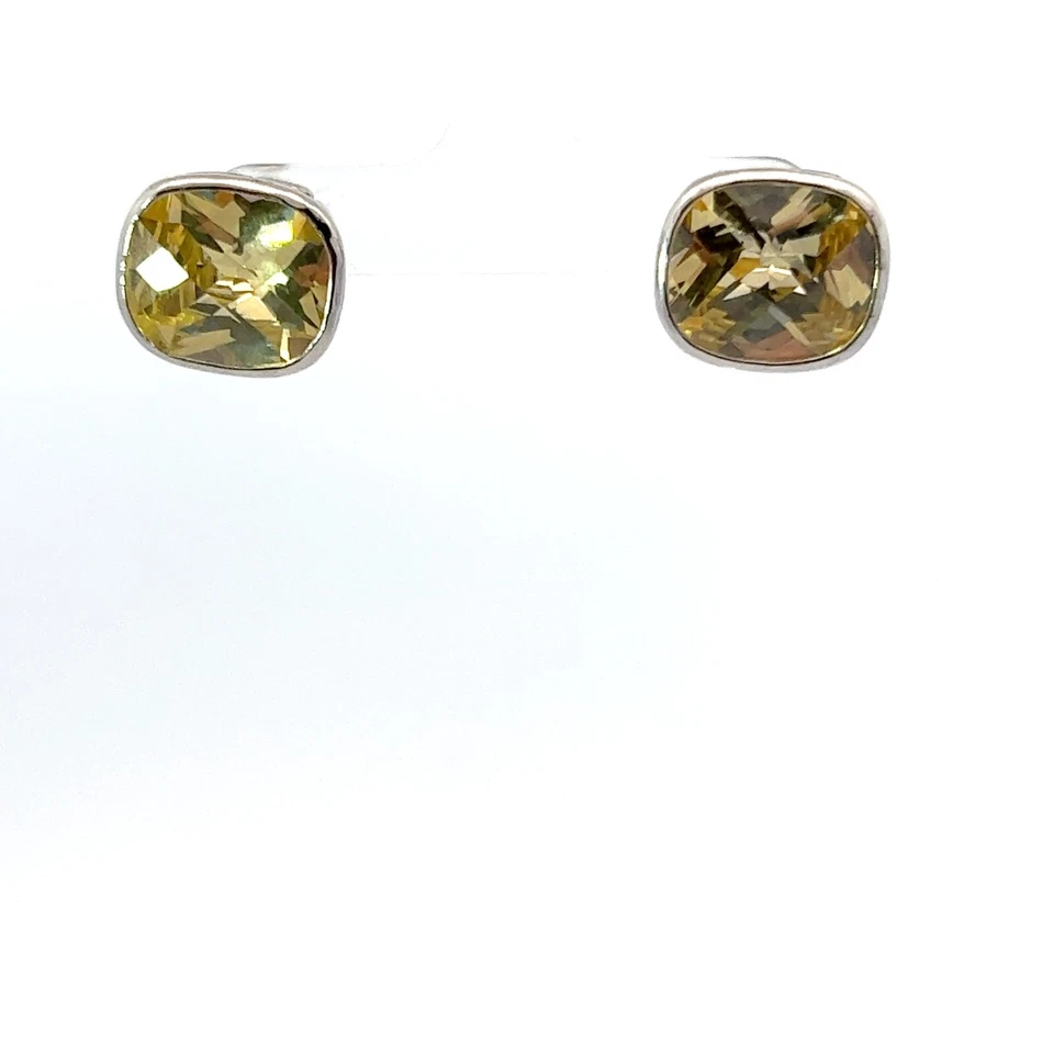 Argento Sterling Creato IN Laboratorio Giallo Limone Quarzo Scorrere Orecchini - Immagine 1 di 4