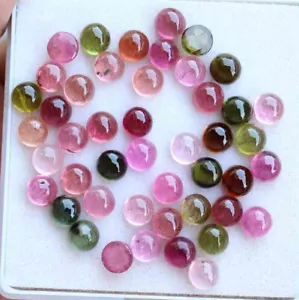 30.70 Ct 100% Natural Multi Color Tourmaline Round Cabochon Loose Gemstone - Picture 1 of 3