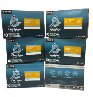 60 K-Cup Pods Caribou Coffee Daybreak Morning Blend Light Roast EXP 1/26