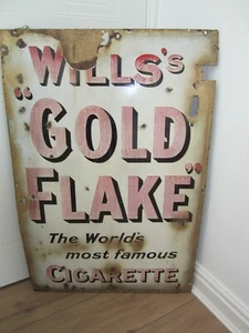 VINTAGE WILLS GOLD FLAKE ENAMELLED LARGE ADVERTISING HANGING SIGN, 7 KGS,61 X 91 - Picture 1 of 5