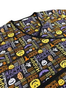 Peppermint Scrubs schwarz Happy Halloween Peeling Top Gr. XL Jack O Laterne lila - Bild 1 von 10