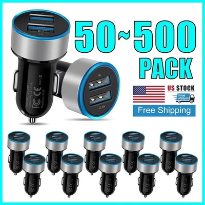 50-500x For iPhone 16e 15+ 14 Fast USB Dual Ports Car Charger Wholesale Bulk Lot - Image 1 of 4