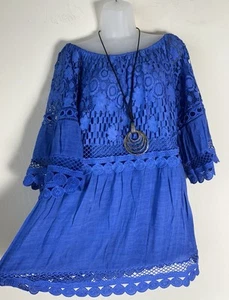 New Smock Lace Long Top Plus Size 16 18 20 Made in Italy - Picture 1 of 4