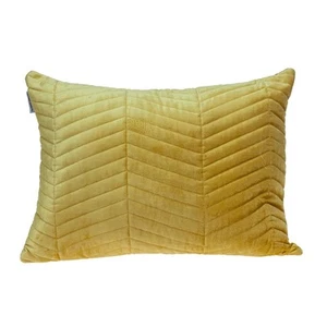 Yellow Quilted Velvet Zig Zag Decorative Lumbar Pillow - Picture 1 of 8