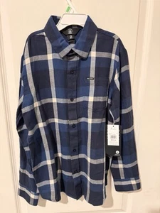 Kids Volcom Blue And White Flannel Size M - Picture 1 of 4