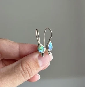 925 Sterling Silber Abalone Träne Ohrhänger Boho Ozean Muschel Schmuck - Bild 1 von 5