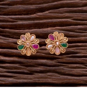 Indian /Pakistani/South Indian Matte Gold Finish Antique Earrings - Picture 1 of 1