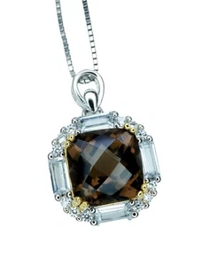 Genuine Smoky Quartz Necklace - 18kgp @ Sterling Silver - Protective Gemstone - - Picture 1 of 8