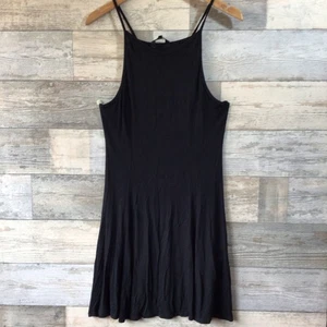 New Look Black Ribbed Jersey Sun Dress Size 14 VGC - Picture 1 of 4