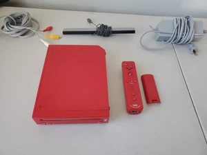 Nintendo RVL001 Wii Red Console w Cords / Cables + Motion Plus Remote - Picture 1 of 6