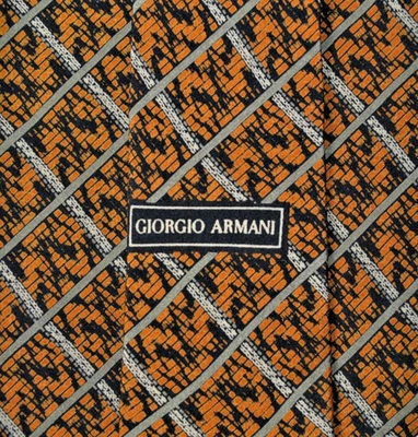 Corbata DE COLECCIÓN GIORGIO ARMANI HECHA EN ITALIA 100% Seda Color Negro/Naranja L57 W3.9 Foto 1 de 4