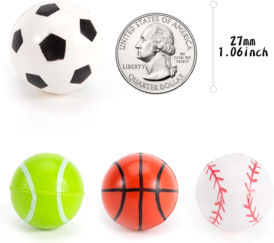 24pcs 4 Styles Bouncy Balls, Sports Rubber Balls for Kids Play Party Favors(2... - Image 1 of 4