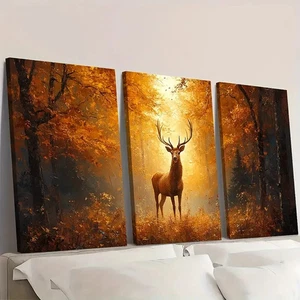 3pcs Sunlit Trees & Sunset Hues, Wall Art Canvas  Unframed/Framed - Picture 1 of 8