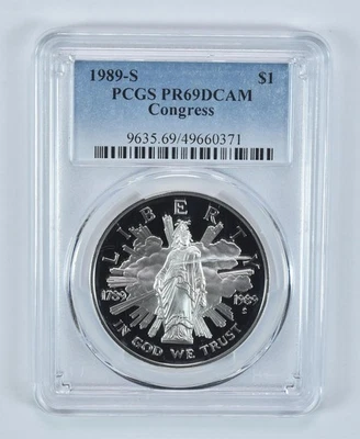 1989-S Congress Commemorative Dollar PR69 DCAM PCGS Blue Label *8818 - Image 1 of 4