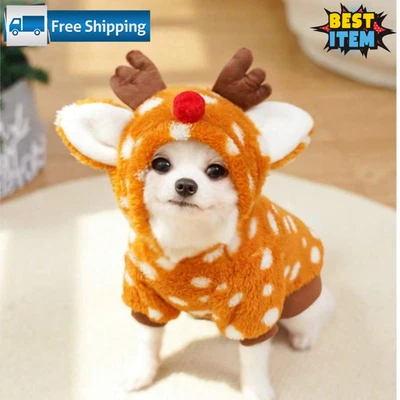 Fantasia de Natal de renas para cães/gatos roupas espessadas para animais de estimação de tamanho médio - Imagem 1 de 4