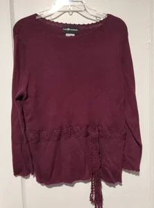 NWOT Sag Harbor Burgundy Wine Long Sleeve Sweater Sz XL #222 - Picture 1 of 3
