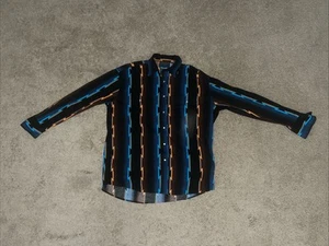 Vintage 90s Wrangler Shirt Large Western Pearl Snap Aztec Navajo Brushpopper - Picture 1 of 7