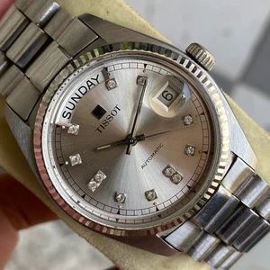 Rare Tissot President Automatic DIamond Index Silver Dial Watch Swiss Vintage - Picture 1 of 9