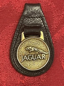 Vintage Jaguar Top Grain Leather Key Fob Manhattan Windsor England Leaping Gold - Picture 1 of 16