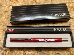 Parker Vector Red Fine Point  Pen Magnavox Logo - Picture 1 of 3