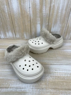 Zuecos Crocs Stomp beige tostado plataforma piel recortados y forrados para hombre 8 mujeres’s 10 Foto 1 de 4