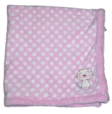 NUEVO Absorba Rosa Gatito Gato Bebé Manta Blanco Lunares Seguridad Lovey Foto 1 de 2
