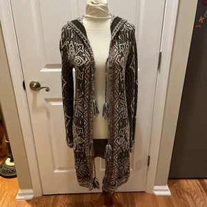 Cárdigan boho con capucha palangre Free People XS marrón Kai Pom para mujer - Imagen 1 de 9