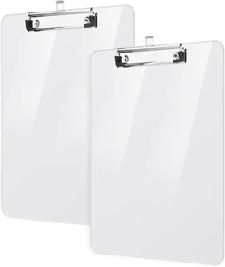2 Pack Plastic Clipboards, A4 Acrylic Clear Board 8.5X11 for Classroom, Students - Picture 1 of 11