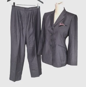 KASPER Mujer Traje de Carrera Petti Talla 2P Blazer 4P Pantalón Rayas Gris 328P - Imagen 1 de 10