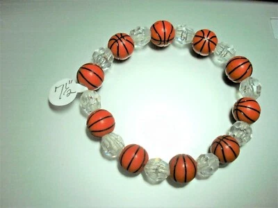 Brazalete abanico de cuentas de acrílico elástico de 7 1/2" para baloncesto y acrílico transparente facetado Foto 1 de 4