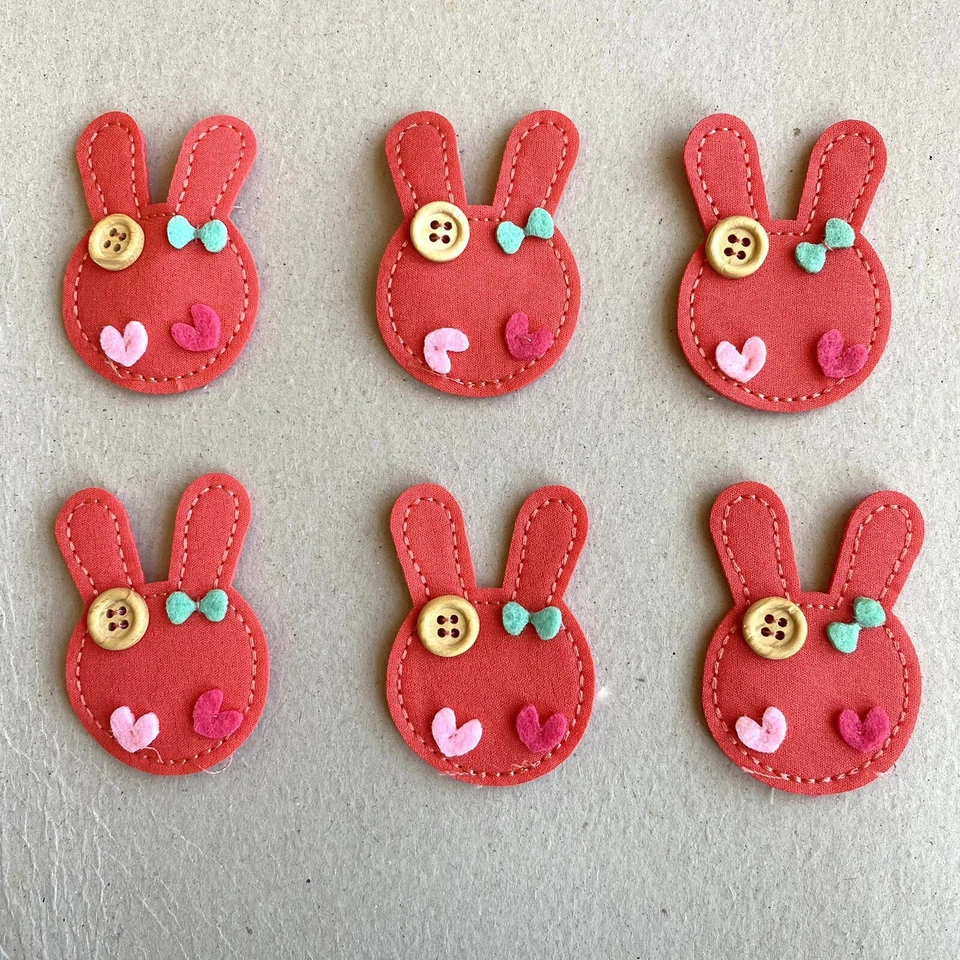 Apliques/parches para cabeza de conejo rojo 6 piezas para costura/pin de pelo/artesanías Foto 1 de 4