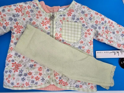 Nuevo TRAJE 3 PIEZAS Bebé Niña 0/3 Meses - Nicole Miller Nueva York con ETIQUETAS Foto 1 de 4