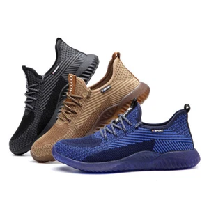 SUYSTEX Mens Steel Toe Work Safety Shoes Lace up Sports Hiking Air Sneakers - Picture 1 of 24