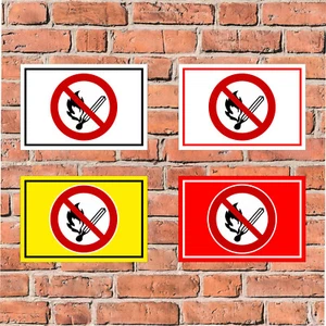 Schild - Keine offene Flamme, Feuer, offene Zündquelle - 4 Größen - S00355-010 - Bild 1 von 5