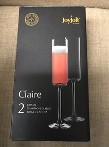 JoyJolt Claire European Crystal Champagne Flutes Glasses 5.7 Oz Set of 2 NEW - Picture 1 of 4