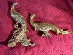 SET OF 2 VINTAGE SYROCO GOLD GILT PHEASANT/PEACOCK SCULPTURES MID CENTURY HR - Picture 1 of 24