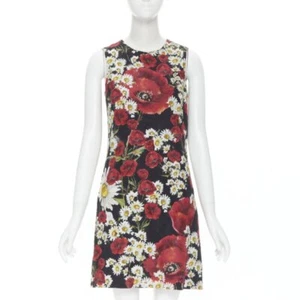 DOLCE GABBANA Poppy Daisy floral print jacquard mini sheath dress IT36 XS - Picture 1 of 12