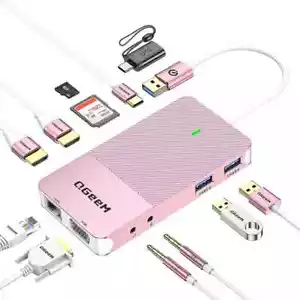 Qgeem 11 in 1 mini dock USB, docking station USB 3.0, hub USB triplo display - Foto 1 di 9