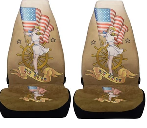 Pair of Sexy Sailor Girl Tattoo Art Car Truck Seat Covers Pin up Universal Fit - Picture 1 of 4