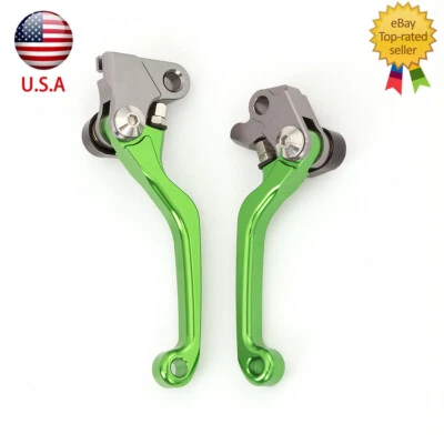 For Kawasaki KX65 2000-2023 KX85 2001-2023 CNC Brake Clutch Levers Green Fold - Image 1 of 4