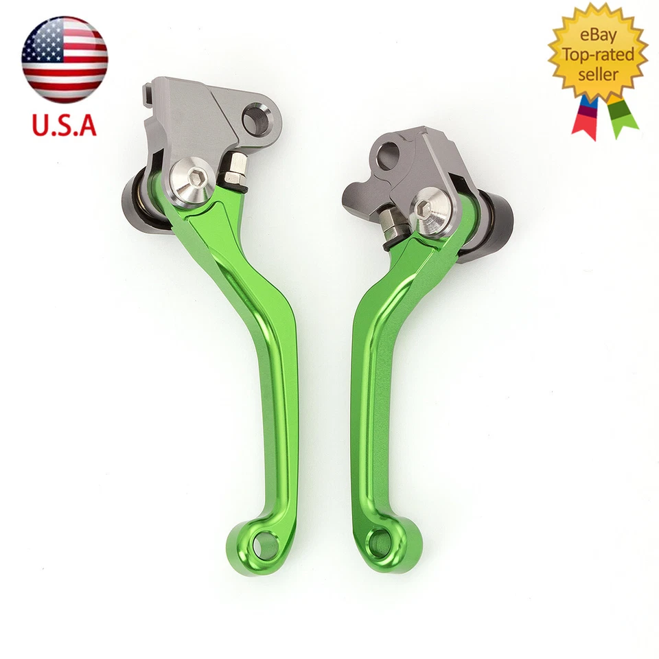 Palancas de embrague de freno CNC plegables verdes para Kawasaki KX65 2000-2023 KX85 2001-2023 Foto 1 de 4