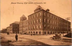 De colección 1908 Entrenamiento Manual Escuela Secundaria Coche Antiguo Indianápolis Indiana IN Postal - Imagen 1 de 2