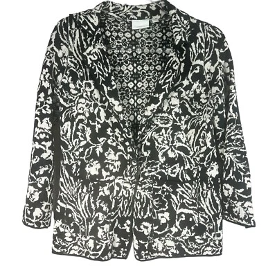 Blazer Anthropologie Tejido Reversible Mujer’s XS Negro Blanco Intarsia Oficina Chic Foto 1 de 4