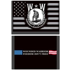 WOUNDED WARRIOR WALLET, HEROISM HONOR SACRIFICE Freedom, Nylon Wallet, 3.5" x 5" - Picture 1 of 1
