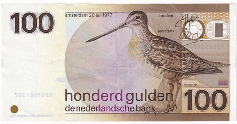 1977 Netherlands 100 Gulden Banknote Cover