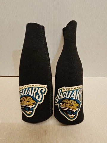 Jacksonville Jaguars Glass Beer Bottle Holders/Sleeves With Zipper Closing Cover